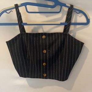 NAVY BLUE STRIPED CROP TOP